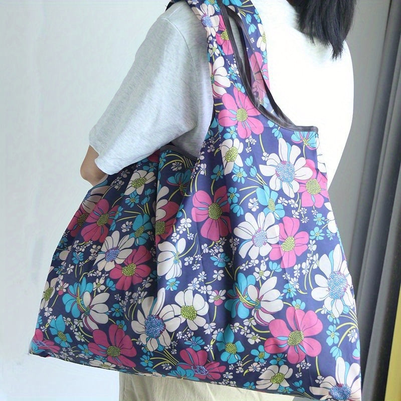 Foldable Large Capacity Shopping Bag, Fashion Reusable Grocery Bag, Versatile Shoulder Bag