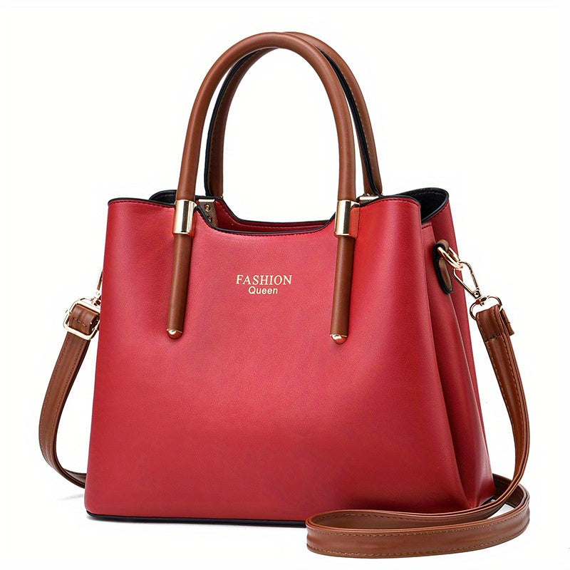 Trendy Handbag For Women, Solid Color Crossbody Bag, Top Handle Office & Work Purse