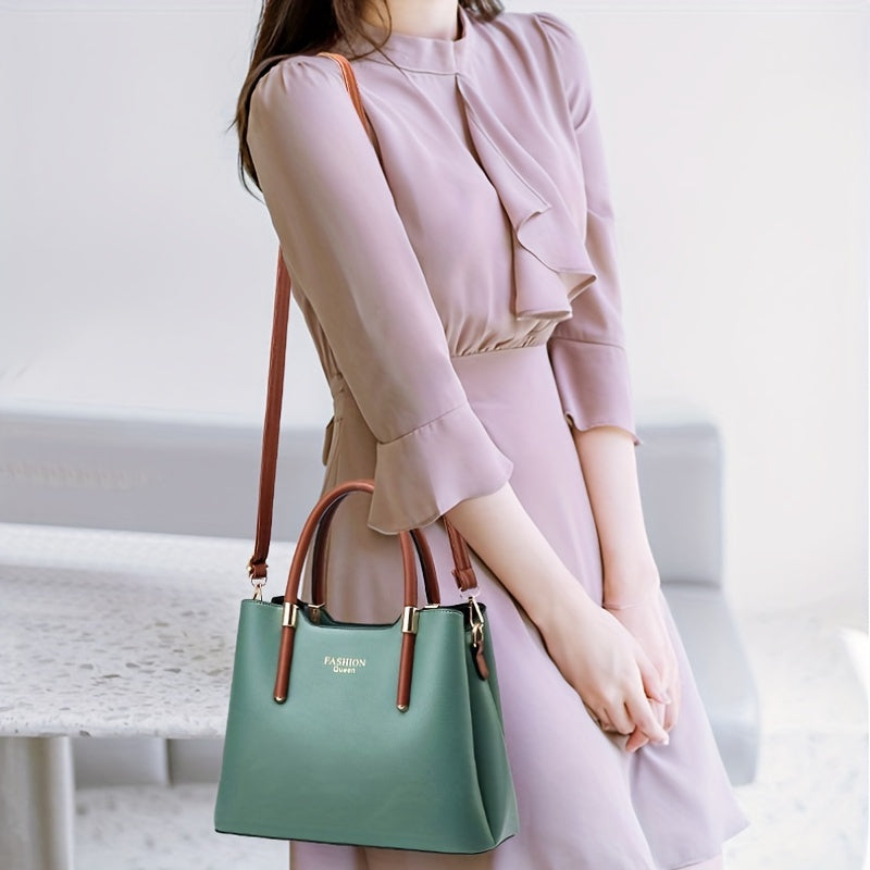 Trendy Handbag For Women, Solid Color Crossbody Bag, Top Handle Office & Work Purse